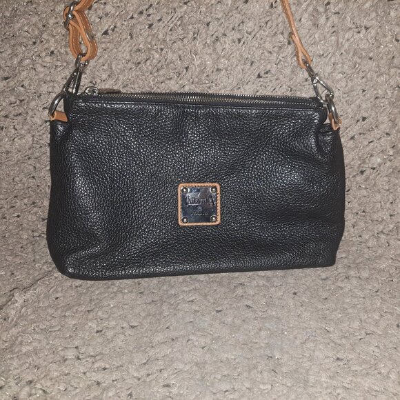 VALENTINA-Italia-Black Pebbled Leather Shoulder/Crossbody-Dbl Zip/Magnet-NM - Picture 2 of 8